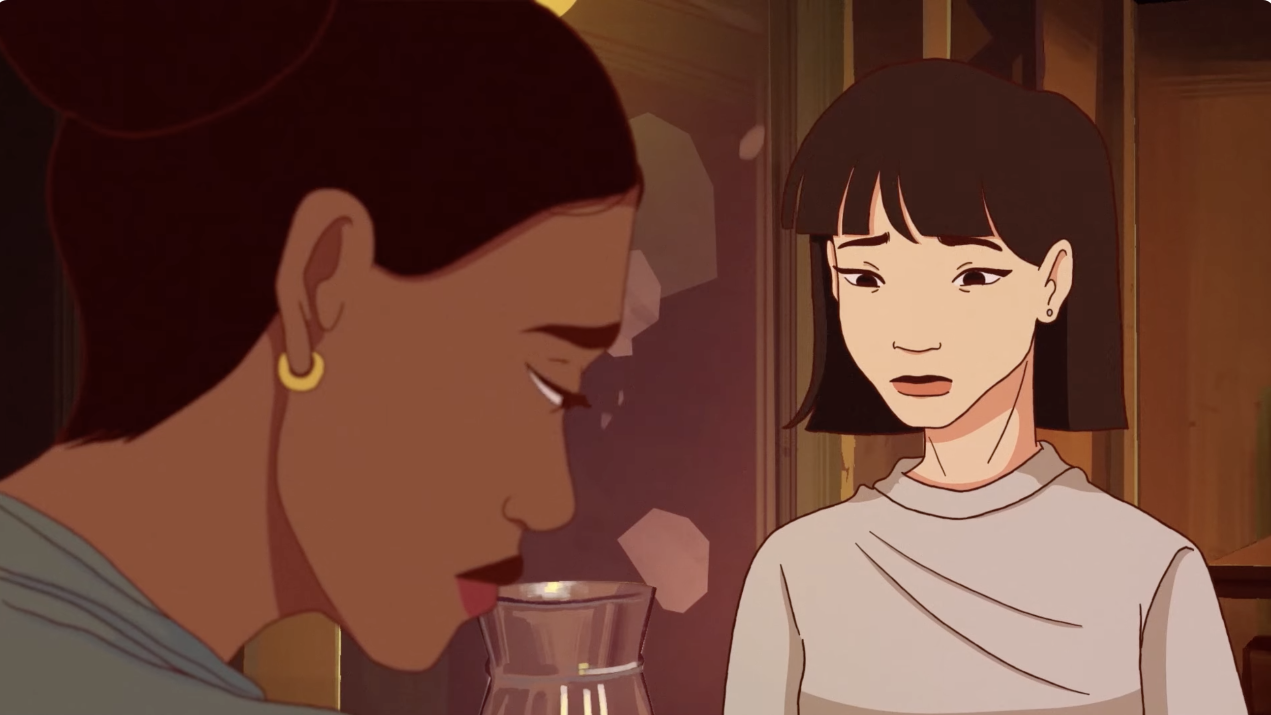 Deux jeunes femmes face à face