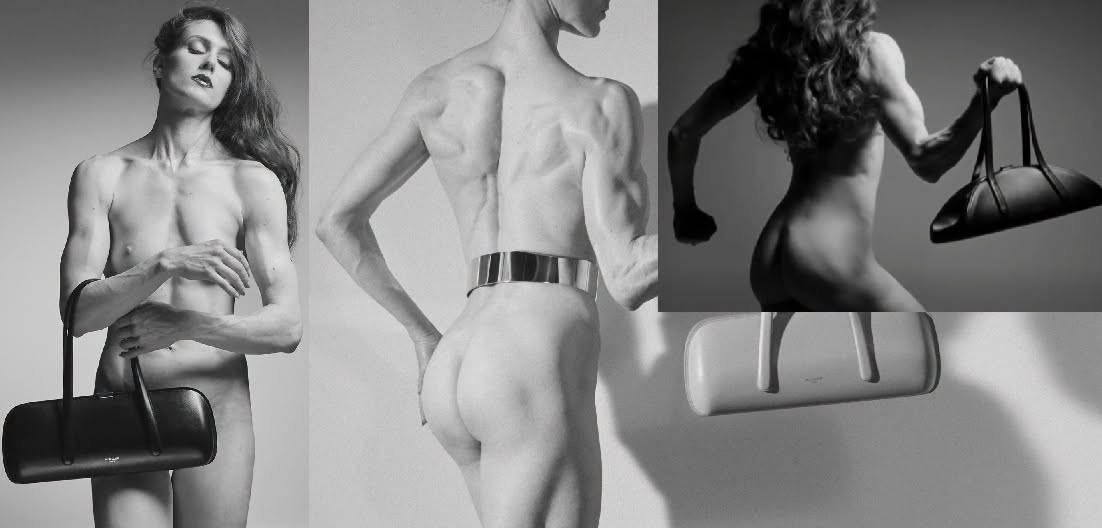 Personnes nues avec sac à main